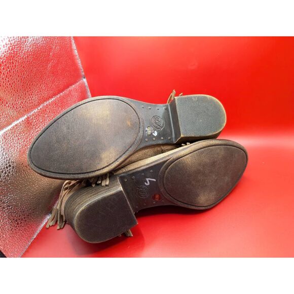 Lucky Brand tan fringe leather booties size 9M/39 - Picture 6 of 6